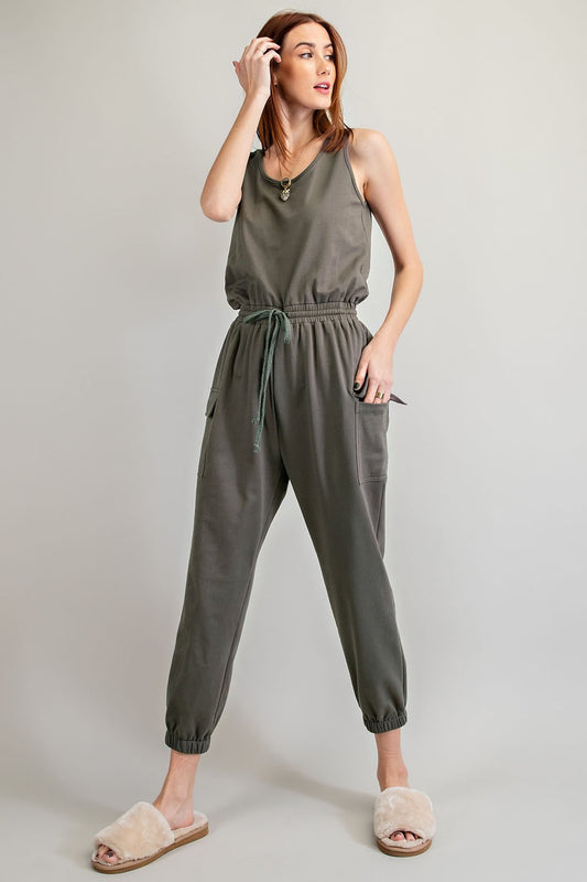 Ladies Jumpsuit - Easel Relaxed Terry Knit Jumpsuit