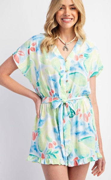 Ladies Romper - Easel Tie Waisted Romper