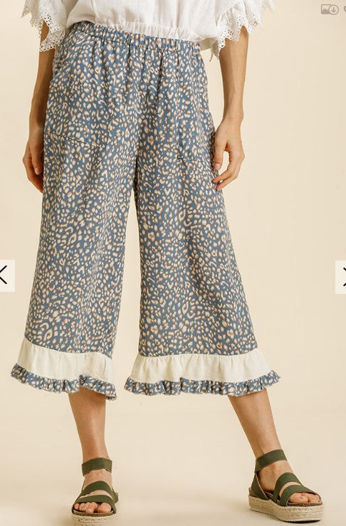 Ladies Pants - Umgee Wide Leg Cropped Pants