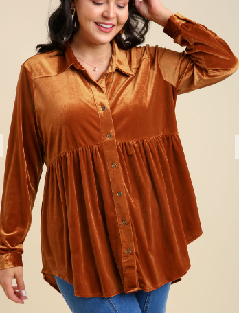 Ladies Top - Umgee Velvet Tunic (Plus Size)