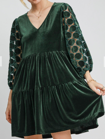 Ladies Dresses - Umgee Velvet Mini Dress
