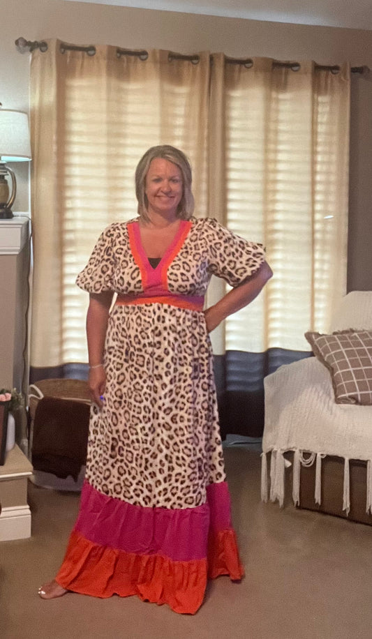 Ladies Dresses - Colorblock Maxi Dress