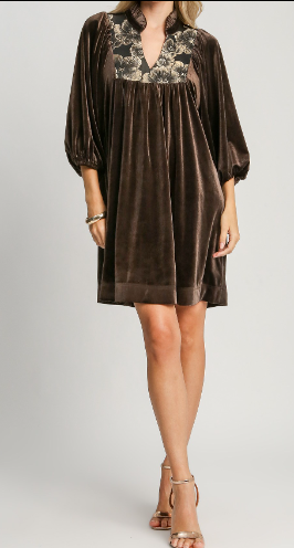 Ladies Dresses - Umgee High Neck Mini Dress