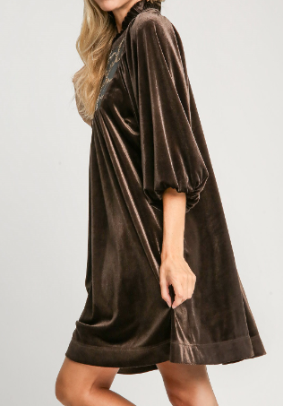 Ladies Dresses - Umgee High Neck Mini Dress