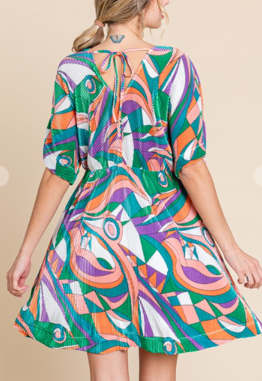 Ladies Dresses - Pleated V Neck