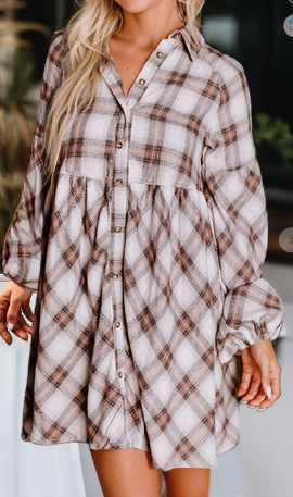 Ladies Dresses - Flowy Shirt Dress