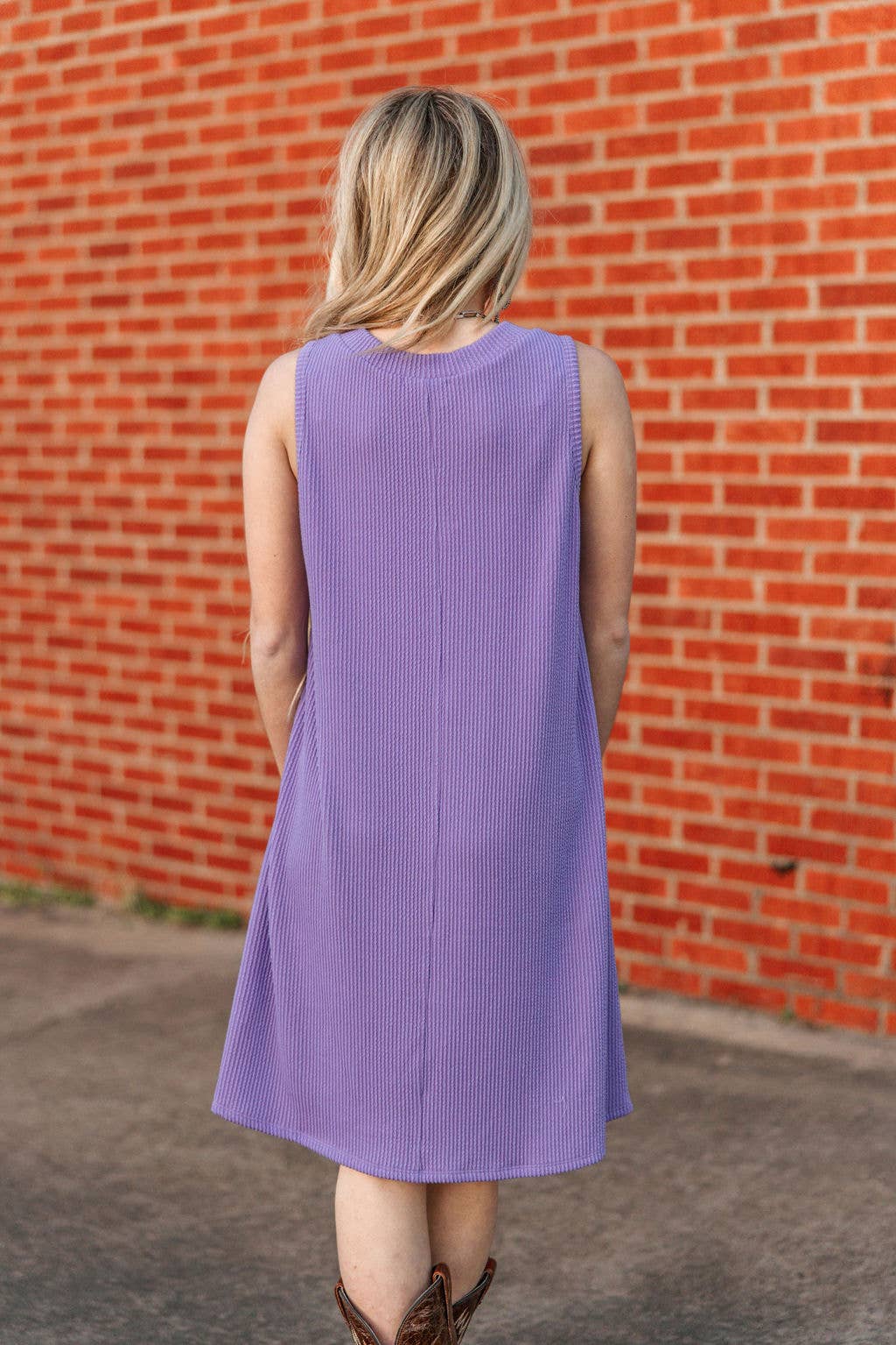Ladies Dresses - Ribbed V-Neckline Dress by Andree