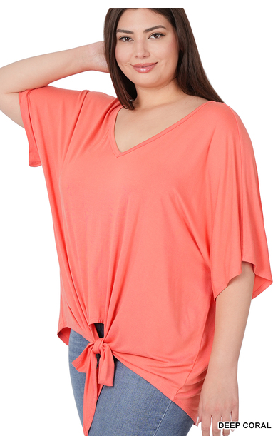 Ladies Top - Luxe Rayon Tie Front